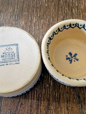 Nicholas Mosse Small Hand-Painted Pottery Butter Dishes - Cream with Blue Floral